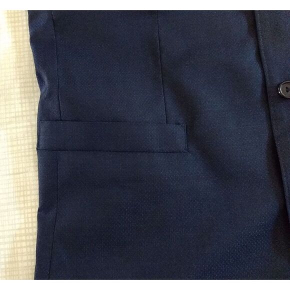 Principe Zodiac Dress Vest Waistcoat Navy Blue 5-Button Wool Silk Blend Jodhpuri - Picture 3 of 16